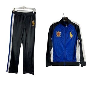 Polo Ralph Lauren track suit. Big pony and chest crest black/blue & white 14-20